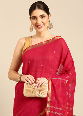 Magenta Pure Cotton Saree With Blouse Piece - Indian Silk House Agencies