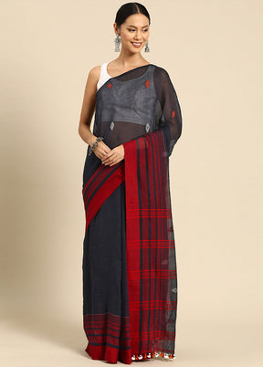 Black Pure Cotton Saree With Blouse Piece