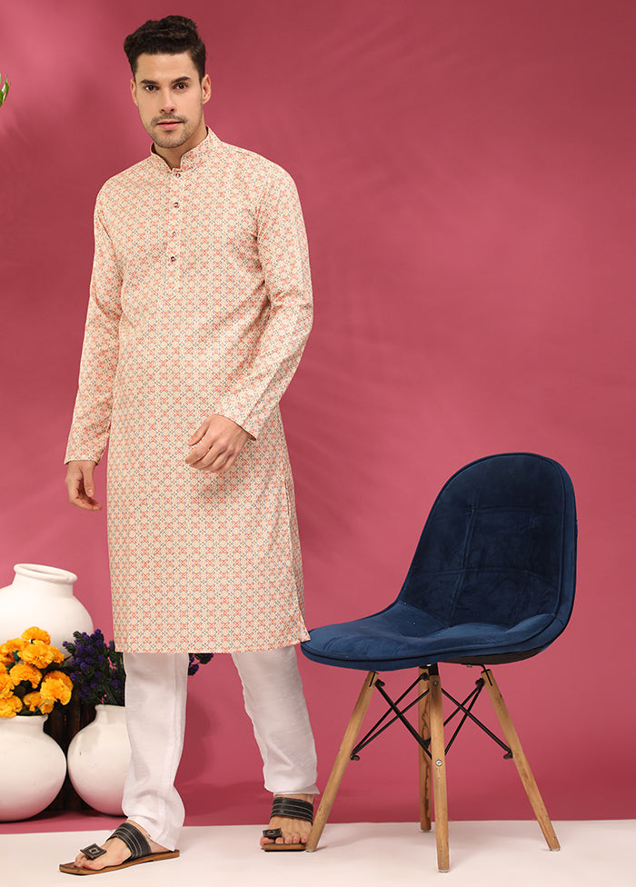 Beige Sequence Work Silk Kurta