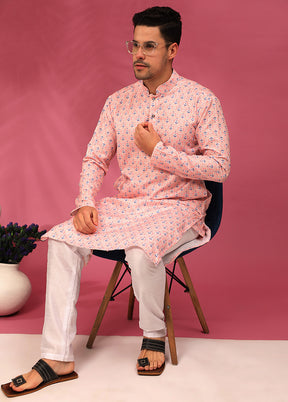 Pink Sequence Work Silk Kurta