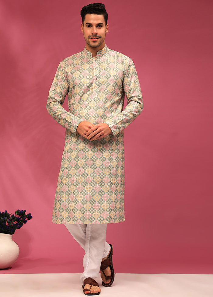 Green Sequence Work Silk Kurta