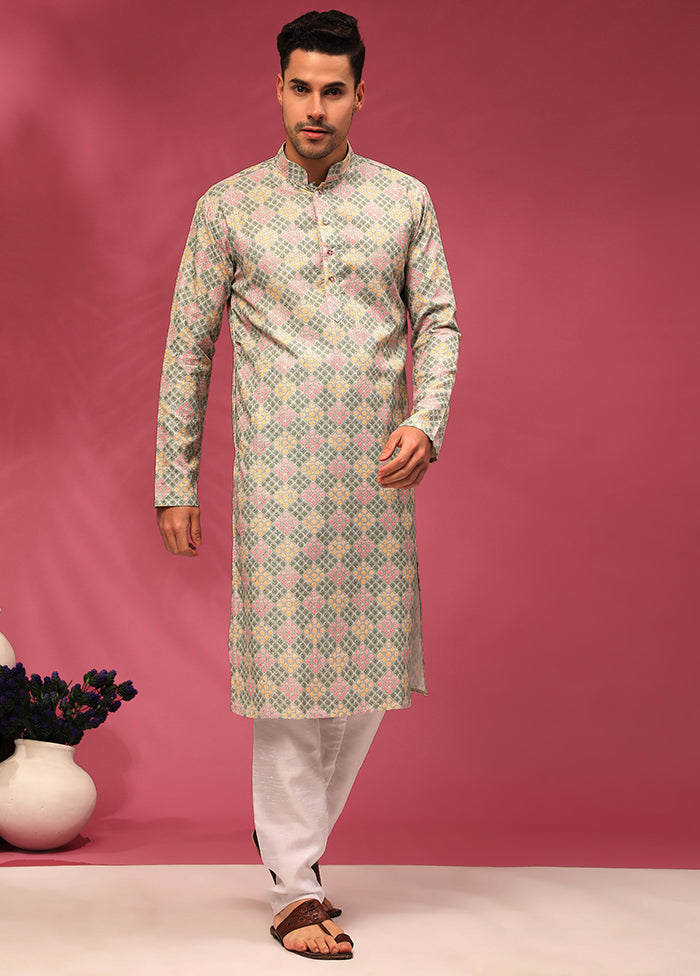 Green Sequence Work Silk Kurta