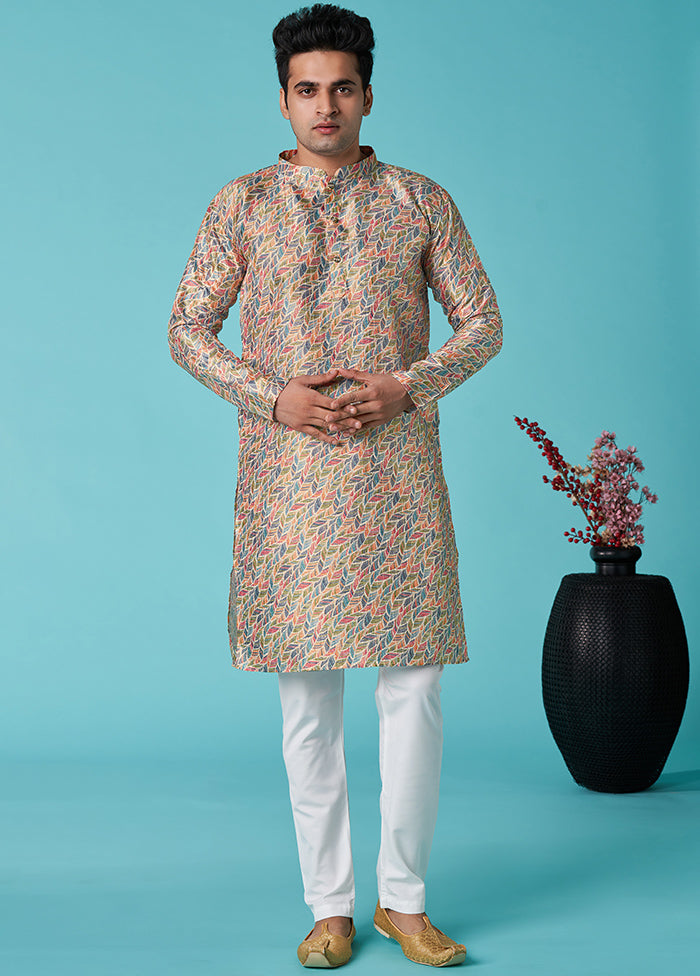 Multicolor Sequence Work Silk Kurta