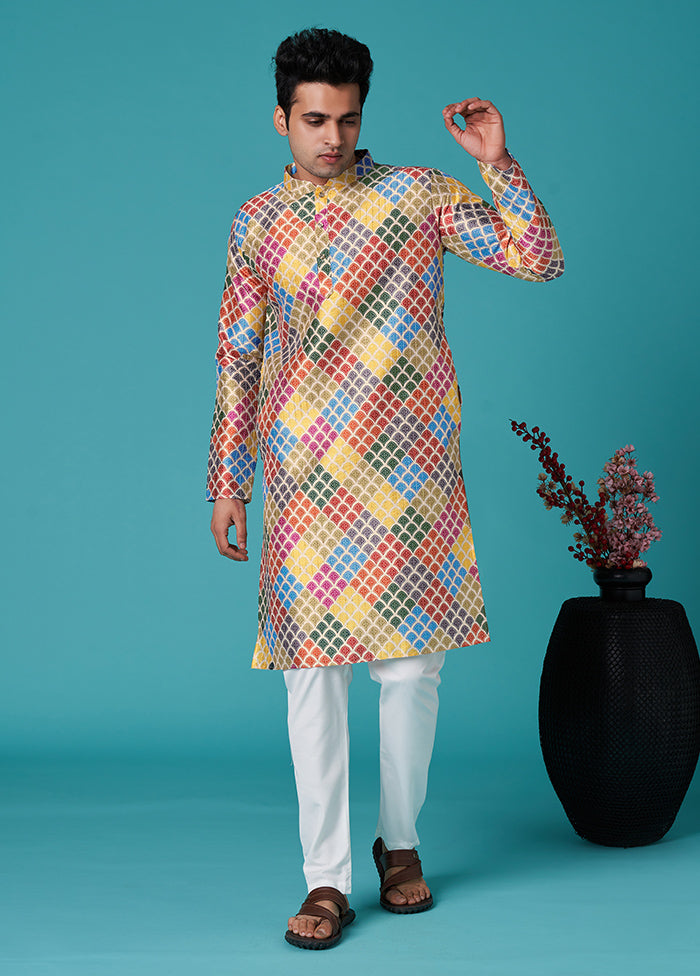 Multicolor Sequence Work Silk Kurta