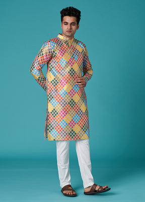 Multicolor Sequence Work Silk Kurta