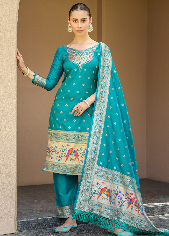 3 Pc Rama Unstitched Silk Suit Set