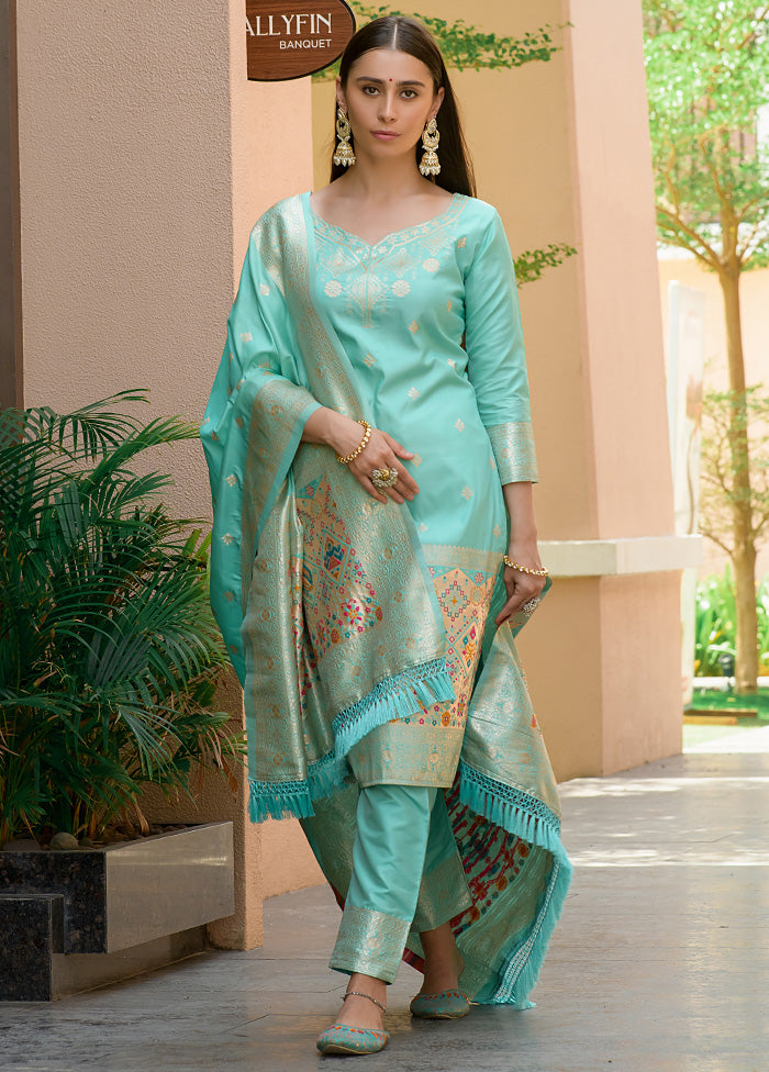 3 Pc Firoza Unstitched Silk Suit Set