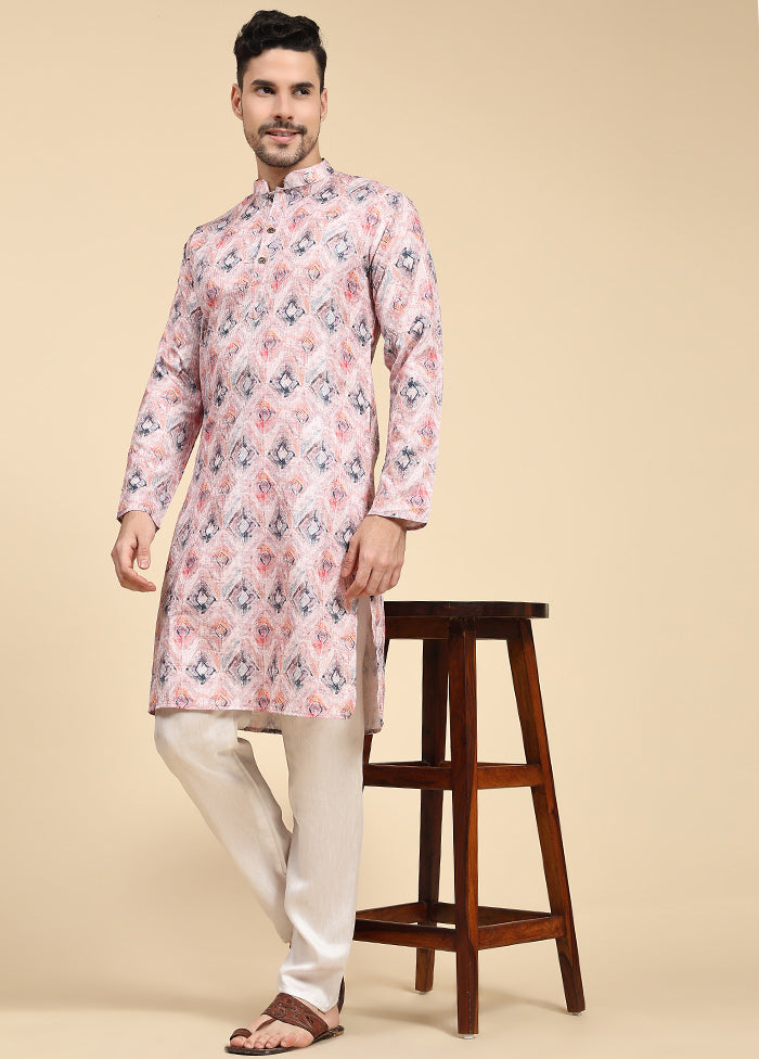 Multicolor Mandarin Collar Dupion Silk Kurta