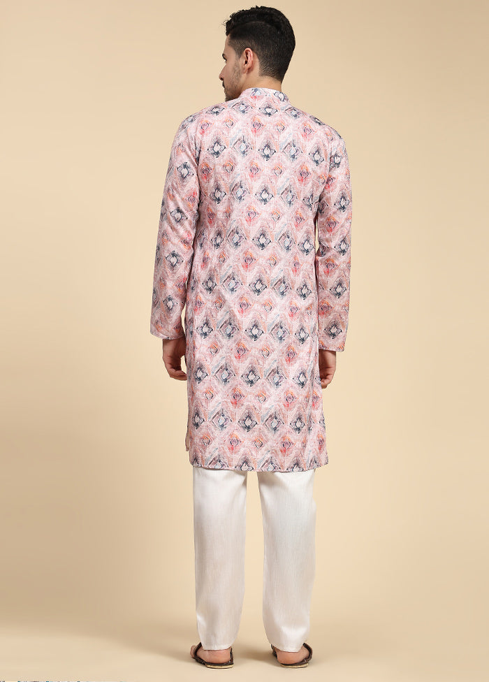 Multicolor Mandarin Collar Dupion Silk Kurta