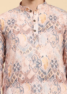 Multicolor Mandarin Collar Dupion Silk Kurta