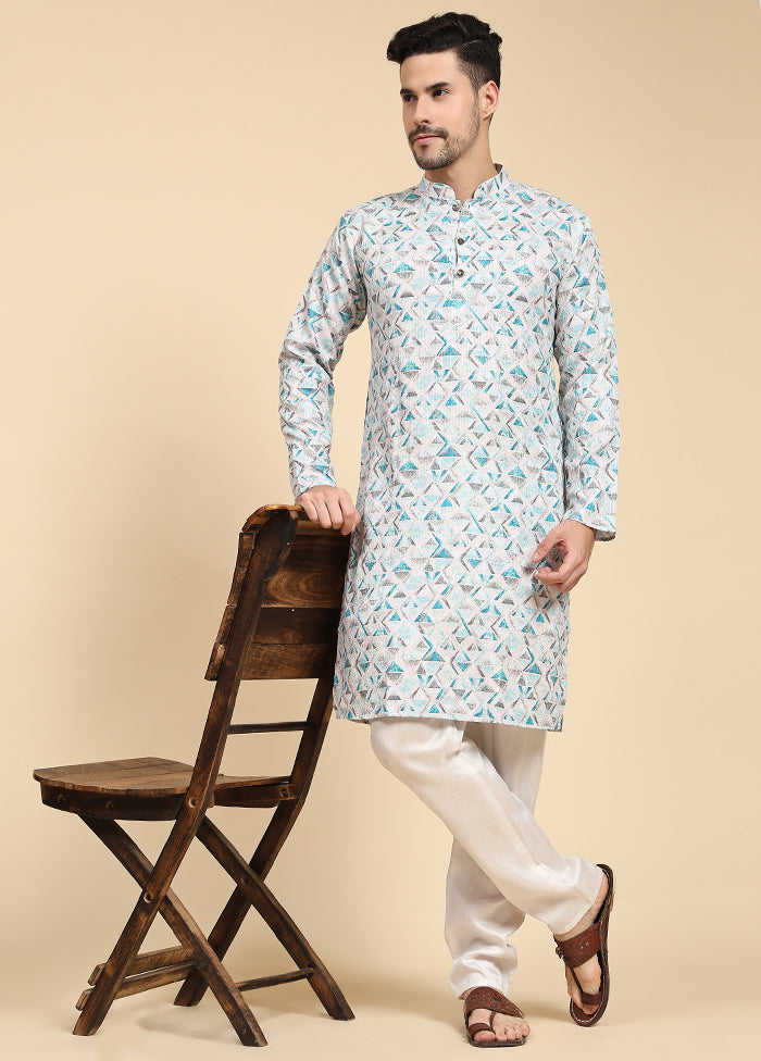 Multicolor Mandarin Collar Dupion Silk Kurta