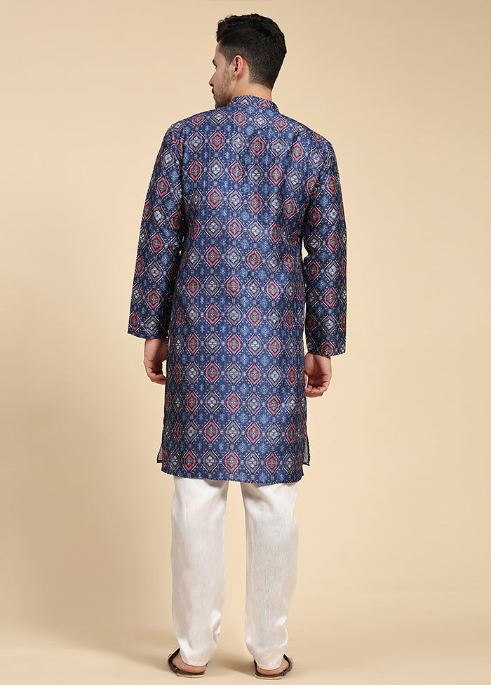 Multicolor Mandarin Collar Dupion Silk Kurta