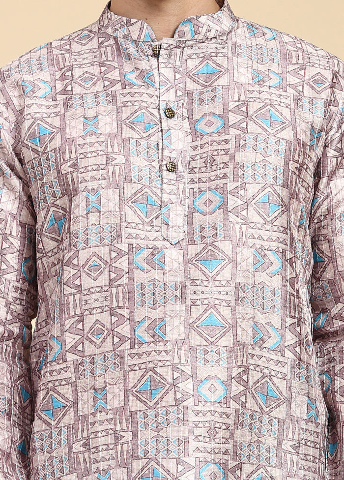 Multicolor Mandarin Collar Dupion Silk Kurta