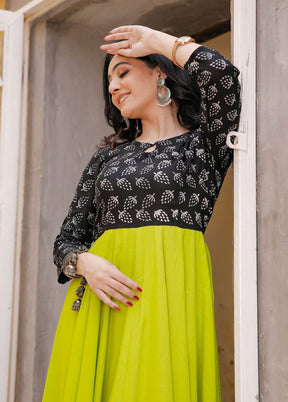 Green Readymade Rayon Indian Dress