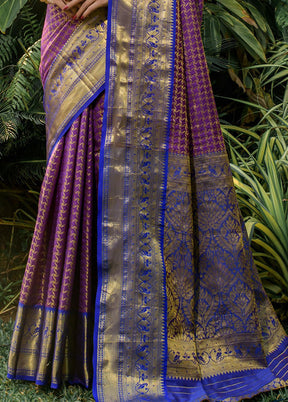 Purple Dupion Silk Saree With Blouse Piece