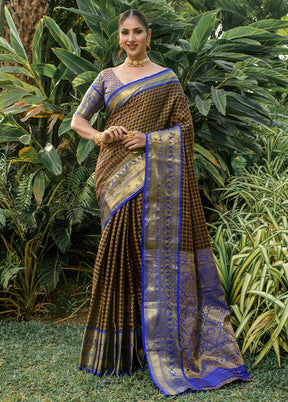 Mehendi Dupion Silk Saree With Blouse Piece