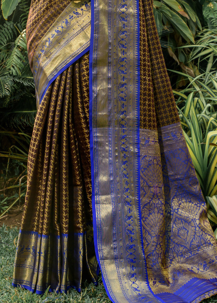 Mehendi Dupion Silk Saree With Blouse Piece