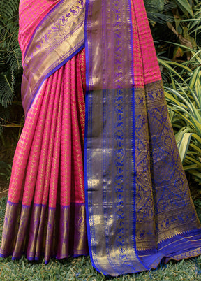 Pink Dupion Silk Saree With Blouse Piece