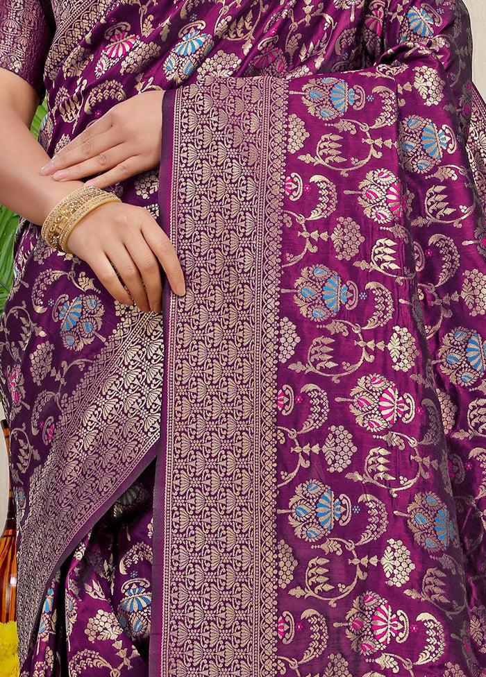 Purple Dupion Silk Saree With Blouse Piece