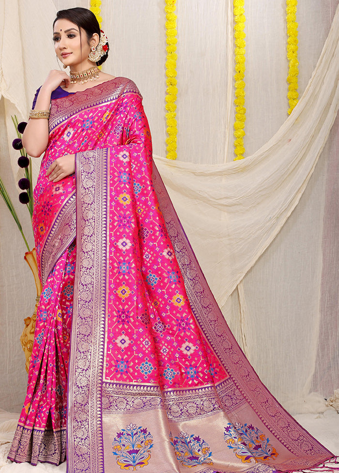 Pink Dupion Silk Saree With Blouse Piece