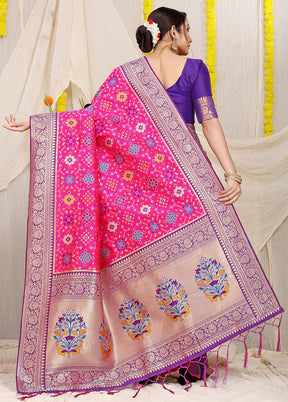 Pink Dupion Silk Saree With Blouse Piece