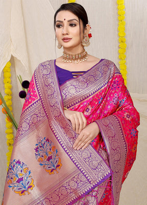 Pink Dupion Silk Saree With Blouse Piece