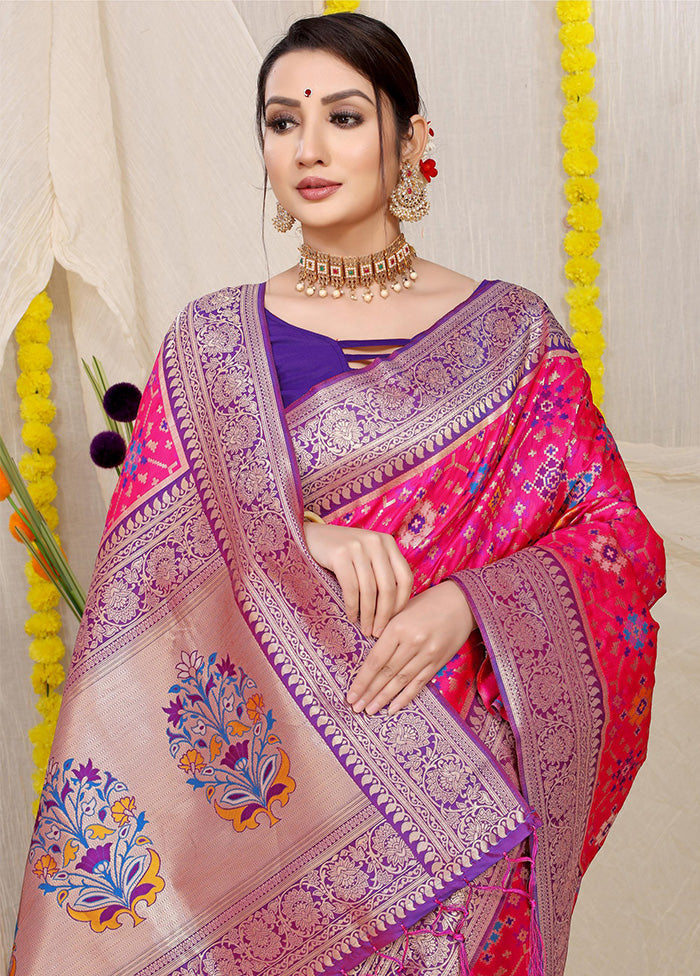 Pink Dupion Silk Saree With Blouse Piece