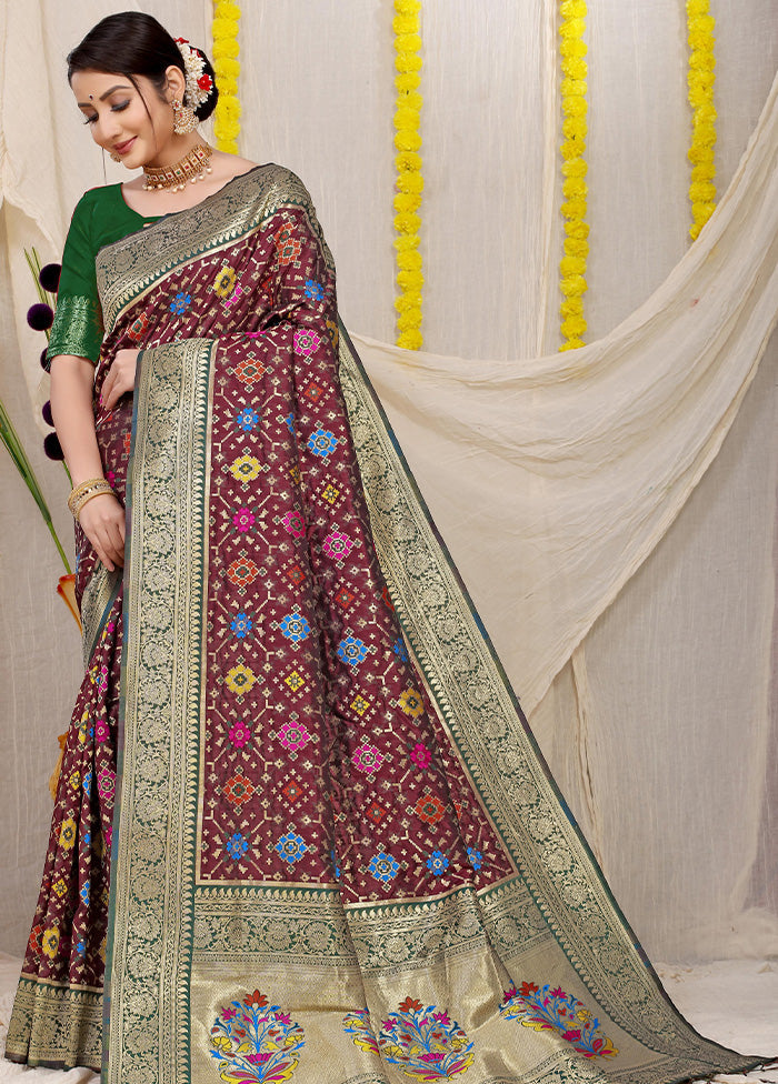 Maroon Dupion Silk Saree With Blouse Piece