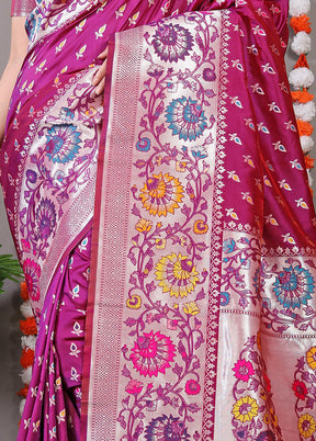 Magenta Dupion Silk Saree With Blouse Piece