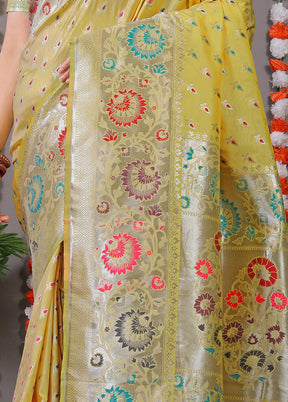 Mehendi Dupion Silk Saree With Blouse Piece