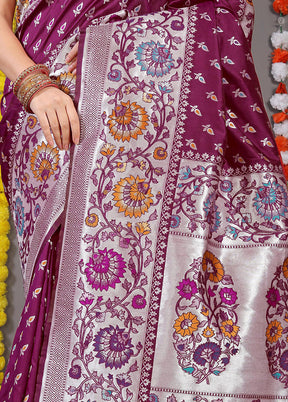 Wine Dupion Silk Saree With Blouse Piece