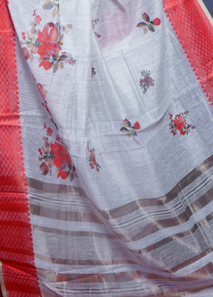 Red Dupion Silk Saree With Blouse Piece