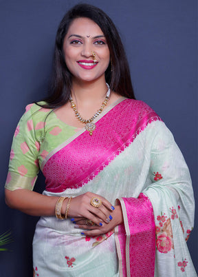 Pink Dupion Silk Saree With Blouse Piece