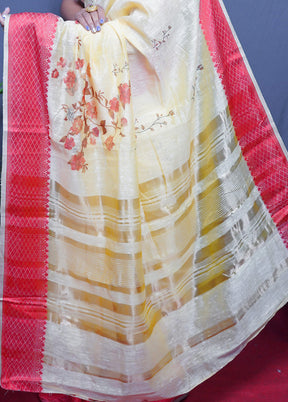 Red Dupion Silk Saree With Blouse Piece