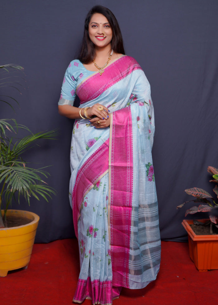 Pink Dupion Silk Saree With Blouse Piece