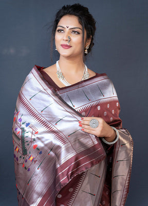 Maroon Dupion Silk Saree With Blouse Piece