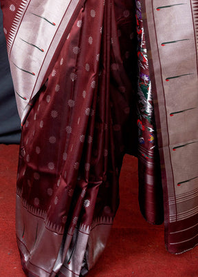 Maroon Dupion Silk Saree With Blouse Piece