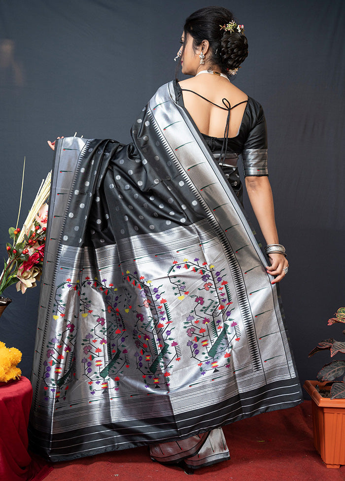 Black Dupion Silk Saree With Blouse Piece