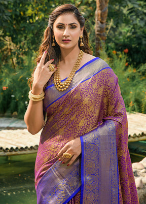 Purple Dupion Silk Saree With Blouse Piece