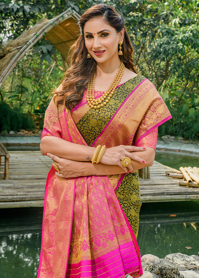 Mehendi Dupion Silk Saree With Blouse Piece