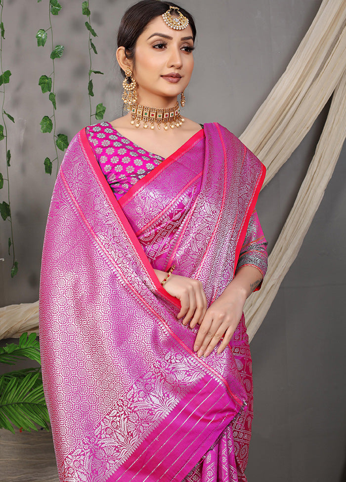 Pink Dupion Silk Saree With Blouse Piece