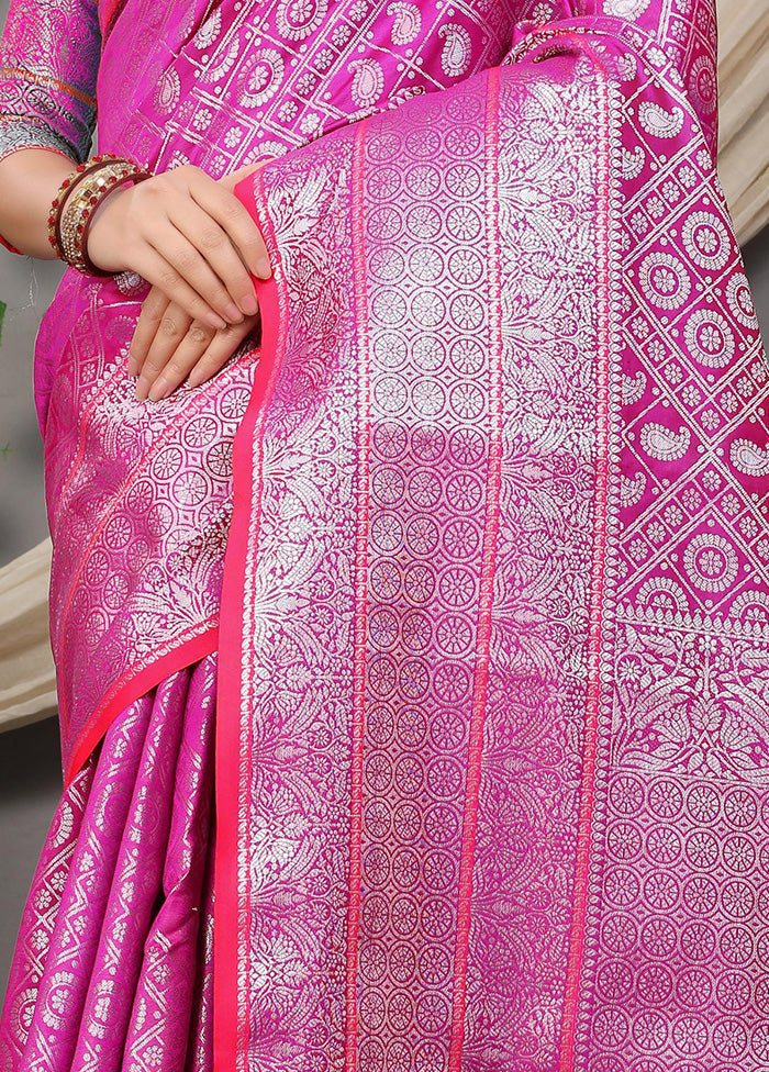 Pink Dupion Silk Saree With Blouse Piece