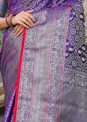 Purple Dupion Silk Saree With Blouse Piece