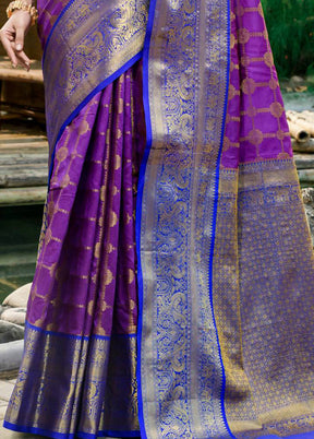 Purple Dupion Silk Saree With Blouse Piece