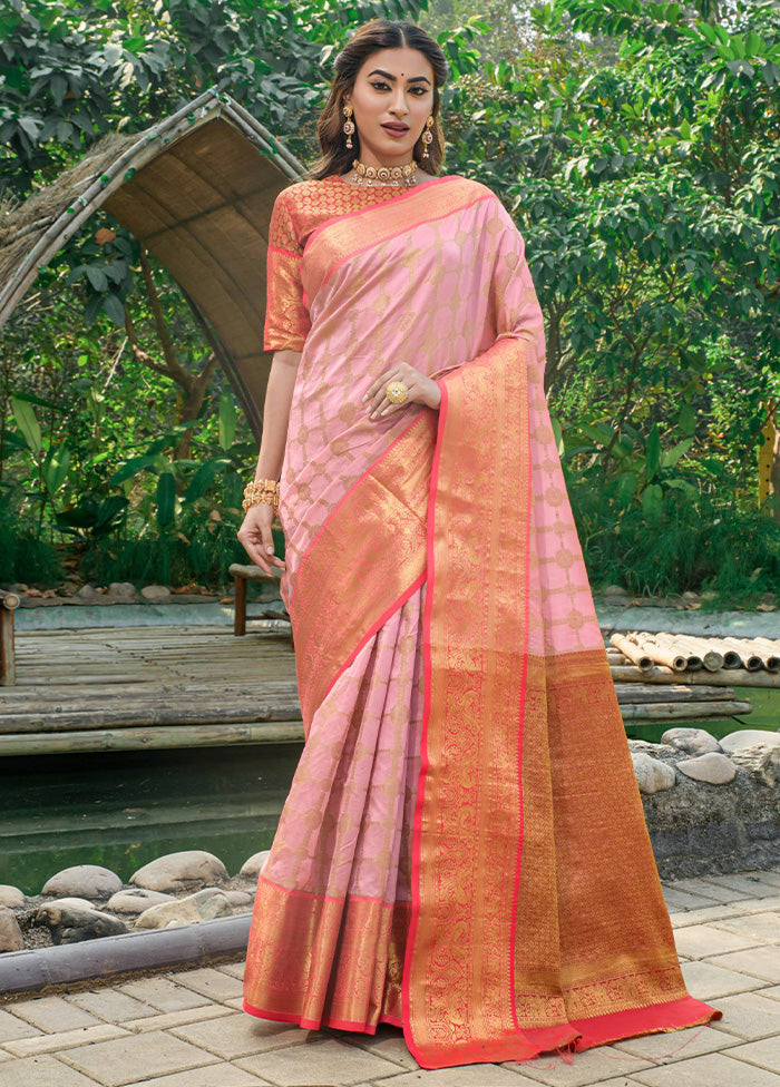 Light Purple Dupion Silk Saree With Blouse Piece