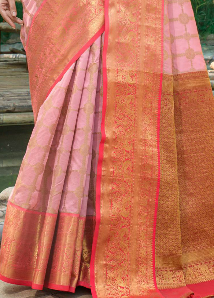 Light Purple Dupion Silk Saree With Blouse Piece