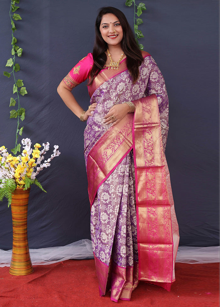 Purple Silk Saree With Blouse Piece