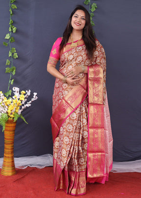 Brown Silk Saree With Blouse Piece