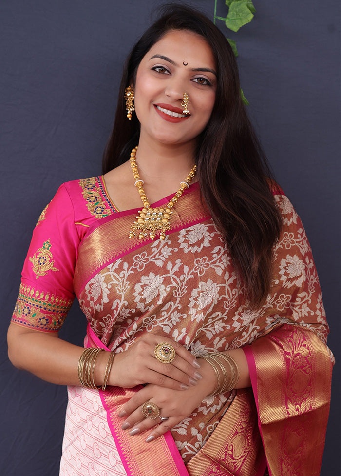 Brown Silk Saree With Blouse Piece