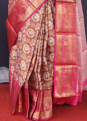 Brown Silk Saree With Blouse Piece